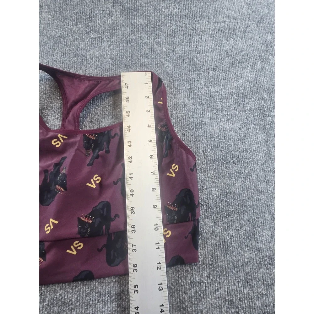 Victoria Sport The Player Racerback Sport Bra XL Maroon Black Panther Crown Logo
